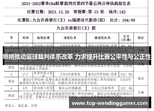 姚明推动篮球裁判体系改革 力求提升比赛公平性与公正性 姚明推动篮球裁判体系改革 力求提升比赛公平性与公正性