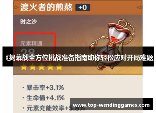 《揭幕战全方位挑战准备指南助你轻松应对开局难题》