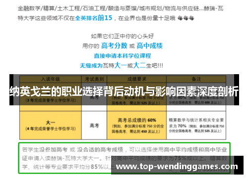 纳英戈兰的职业选择背后动机与影响因素深度剖析 纳英戈兰的职业选择背后动机与影响因素深度剖析