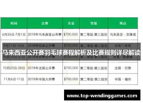 马来西亚公开赛羽毛球赛程解析及比赛规则详尽解读
